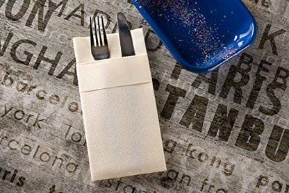 Moyes Home Ivory Disposable Dinner Napkins with Pocket - Linen-Feel Pre-Folded Cloth-Like Paper Napkins for Silverware, Weddings, Dinner Parties, 16x16 in, Pack of 50 - color: Ivory