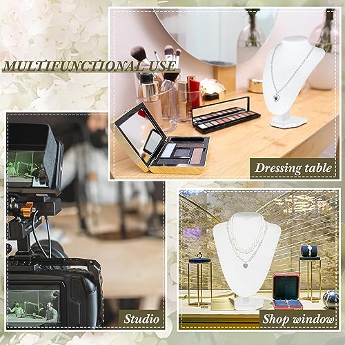 Huquary 6 Pcs Necklace Display Stand Necklace Holder Jewelry Bust Display Stands for Selling Home Store Trade Shows Photography Props Retail(White,Velvet) - color: White
