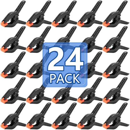 24 Pack 3.5 inch Plastic Spring Clamps, Black Heavy Duty Clips, Backdrop Clips, Plastic Clamps for Crafts, Backdrop Stand, Woodworking, Photography - size: 3.5in-24P