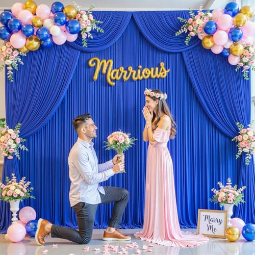 10ft x 7ft Royal Blue Backdrop Curtain for Parties Blue Wrinkle Free Backdrop Drapes Panels for Baby Shower Birthday Party Wedding Photo Photography Polyester Fabric Background Decoration - color: Royal Blue, size: 10FTx7FT (W5'xH7', 2 Panels)
