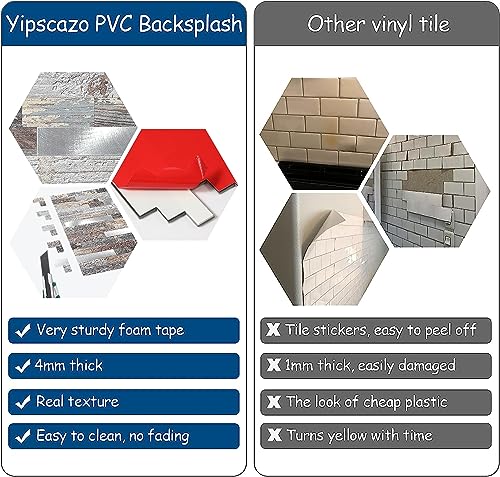 Yipscazo 2026 New Upgrade Peel and Stick Wood Metal Tile Backsplash, Stick on Tiles for Backsplash Kitchen, Bathroom (10 Sheets, Light Wood) - color: Light Wood