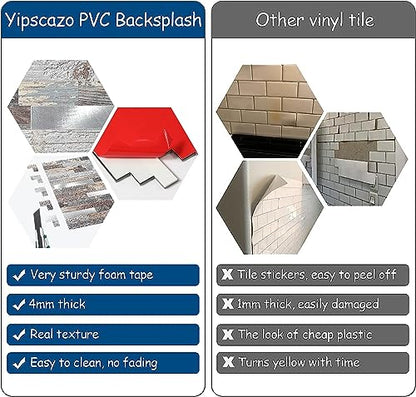 Yipscazo 2026 New Upgrade Peel and Stick Wood Metal Tile Backsplash, Stick on Tiles for Backsplash Kitchen, Bathroom (10 Sheets, Light Wood) - color: Light Wood