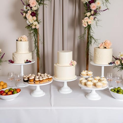 HBlife 3-PCS White Cake Stand Set (8"/10"/12" Plate) for 6-10 Inch Cakes, Perfect Dessert Table Display Set, Cupcake&Cake Stands for Party, Wedding, Birthday, Baby Shower, Anniversary (Metal) - color: White