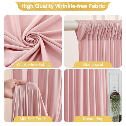 16x10FT Dusry Rose Backdrop Curtains for Wedding Parties, Wrinkle Free Polyester Photography Backdrop Drapes for Birthday Parties Baby Shower Stage Background Stand Decorations 4x10ft,4 Panels - color: Dusty Rose, size: W4' X H10'(4 Panels)
