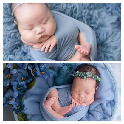 Zeroest Newborn Photography Stretch Wrap Boy Girl Baby Wraps Photography Props Baby Photo Prop Stretch Blanket for Baby (Blue) - color: Blue