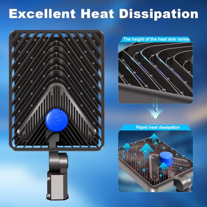 480W LED Parking Lot Light Slip Fitter Mount 72000LM Dusk to Dawn 5000K Led Flood Light Outdoor Commercial Security Area IP65 Waterproof 85-277V for Street Stadium Driveway - size: 480W Pole Mount