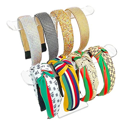 Acrylic Headband Holder, Hair Accessories Organizer Clear Stand for Girls (2-Tier & 2-Panel) - style: Modern