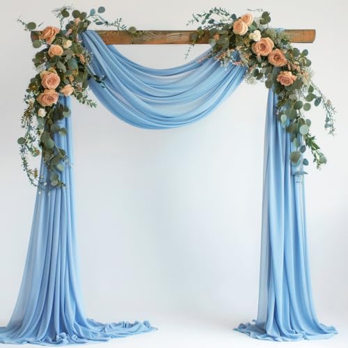 Wokceer Wedding Arch Draping Fabric 28.7" x 20FT Dusty Blue Drapes Sheer Fabric Backdrop Arch Draping Fabric for Wedding Ceremony Birthday Party Bridal Shower Decoration - color: Dusty Blue, size: 1 Panel