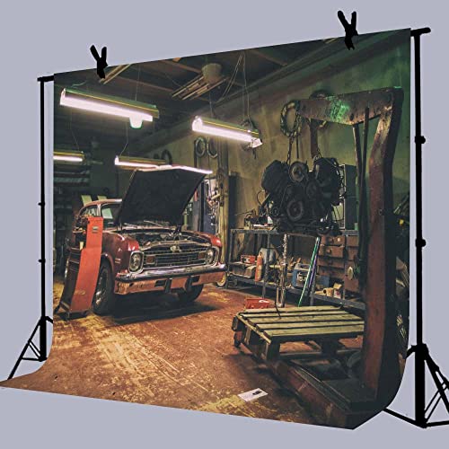 5x3ft Old Garage Backdrops for Photography Car Repair Backgrounds Themed Party Photo Booth Studio Props BJMYLU43 - size: vinyl-5x3ft