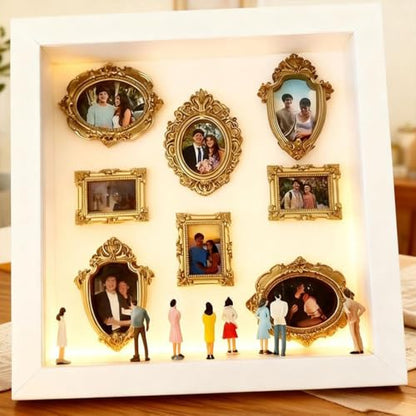 DIY Mini Museum Silhouette Box – 2026 New Mini Museum Kit with Figurines & Lights, Personalized DIY Photo Family Memory Display Case Frame, Celebrate Your Unique Memories in Style (B) - color: B