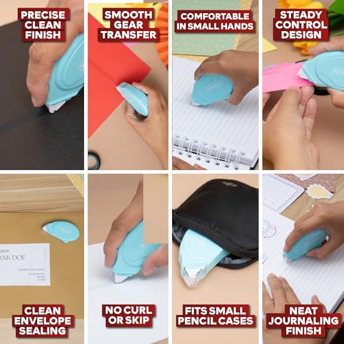XFasten Glue Tape Roller for Scrapbooking 4-Pack Acid-Free Blue Double Sided Tape Roller for Crafts, Photos, Bullet and Junk Journaling Supplies - Scrapbook Adhesive Runner (0.3 in x 30 ft) - color: Blue