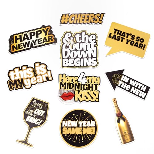 (New Year's) Elevate Your Photo Booth Experience with Our Durable & Waterproof Pack of Signs-Perfect for Weddings, Birthdays, and Photo Booth Businesses - PVC Foamboard Photo - color: New Year's