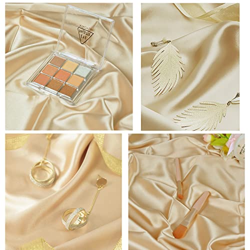 YOOCHEESE Photography Backdrop Product Photoshoot: Imitation Satin Nude Small Background Cloth - Silk Fabric Flat Lay Photo Shoot Props for Cosmetics Jewelry (75X100cm/2.5X3.3ft, Champagne) - color: Champagne