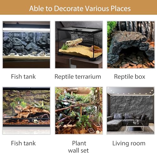 4pcs Rock Terrarium Background,3D Reptile Tank Background Board,Amphibian Stereo Backdrop Wall,Lizard Snake Gecko Spider Chameleon Turtle Fish pet silo Background Decorative Panel - color: Paleyellow 4P