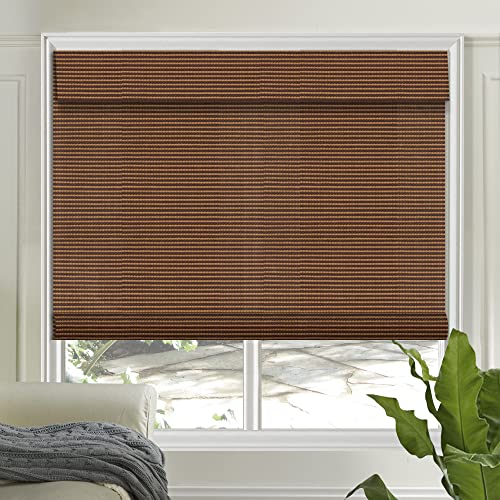 Letau No Drill No Tools Cordless Wood Window Shades Blinds, Bamboo Light Filtering Roller Shades, Color 14 - color: Color 14