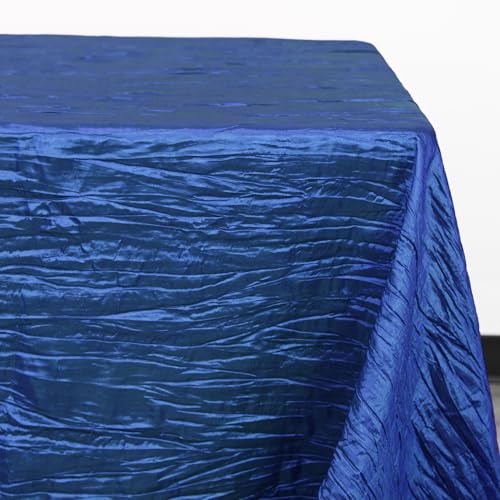 YOUR CHAIR COVERS - 90 x 132 inch Rectangular Crinkle Taffeta Tablecloth - Royal Blue, Rectangle Table Linens for 6 ft Rectangular Tables, Wedding Crushed Table Cloth - color: Royal Blue, size: 132" x 90" (Rectangular)