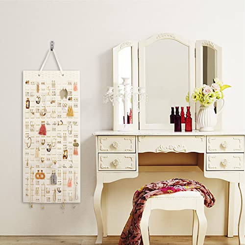 Resovo Extra Large Earring Organizer - Wall Mount Earring Holder for Up to 420 Pairs, Hanging Jewelry Organizer for Women & Girls - color: Golden White, size: 31*13.6 inches