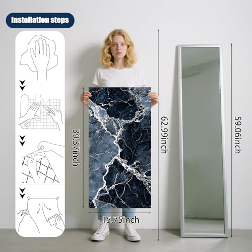 Nuxovilar Dark Grey Marble Vein Textured Peel and Stick Wallpaper, 15.75"x39.37", Self-Adhesive Contact Paper, Luxury Stone Pattern for Bedroom, Living Room and Table Decor - color: YLU03579, size: 15.75" x 39.37"