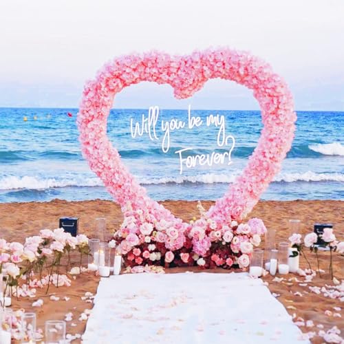 Heart Shaped Metal Balloon Arch Kit,6.6ft Wedding Heart Arch Backdrop Stand,with Water Bag for Proposal, Wedding, Valentine’s Day, Bridal, Birthday Party Decorations (White-Regular-S) - style: White-Regular-Small
