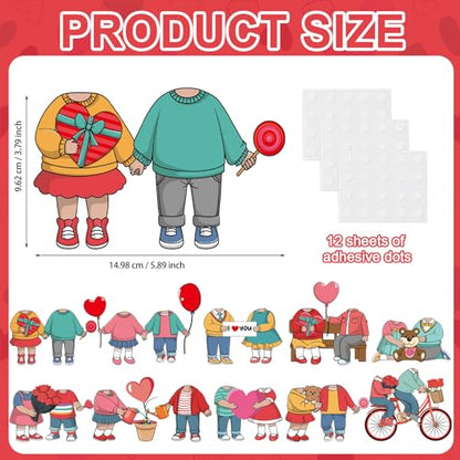 60pcs Valentine's Day Theme DIY Cutouts Couple Bulletin Board Decoration Set Couple Paper Cut-Outs Classroom Decor for Valentines Classroom DIY Photo Craft Party School Wall Door Supplies - style: Valentine's Day Couple