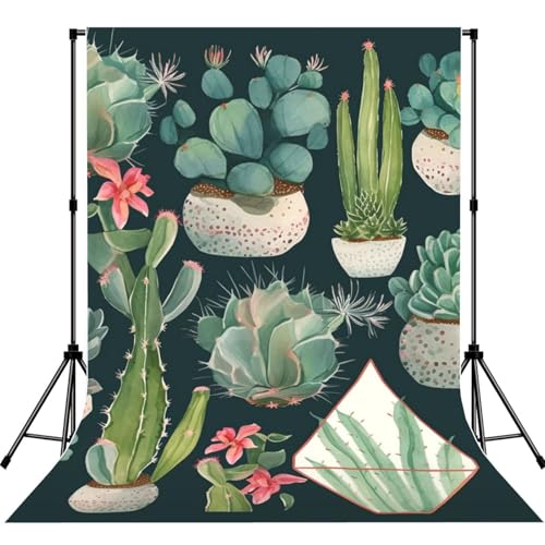 Succulent Plants and Cactus Backdrop Background for Photography 5x7ft Photobooth Professional Photo Backdrop Curtains Video Photography Studio Photo Backgrounds Banner Booth Background Screen Parties - color: Succulent Plants And Cactus