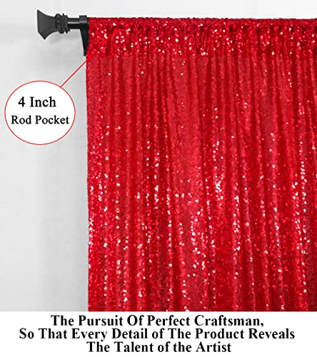 Partisout 2-Pack Red Sequin Backdrop Curtain 2ftx7ft - Party Glitter Photo Background for Weddings, Birthdays, TikTok Videos - color: Red, size: 2ftx7ftx2pcs