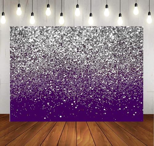 10x8ft Purple Bokeh Backdrop Birthday Silver Spots Bokeh Wedding Prom Graduation Photography Background X-223 - color: Purple, size: 10X8ft