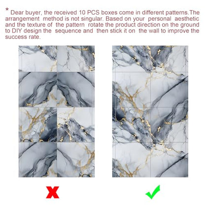 10pcs Thick Marble Peel and Stick Waterproof Wall Panels,Heat-Resistant Backsplash Tile, 23.6"x11.8" PVC Foam Wall Sticker for Kitchen,Living Rooms,TV Walls,Blue and Gold (Not Real Tile 19.4Sq. Ft.) - color: Blue Marble Tiles, size: 23.6" x 11.8" x 4MM x