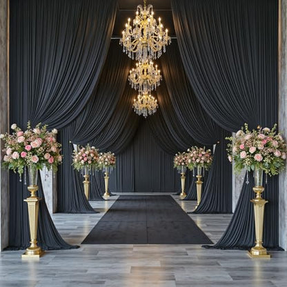 20ftx12ft Black Backdrop Curtain -Wrinkle Free Black Drapes for Birthday Parties, Photography, and Wedding Receptions-4 Panels 5FTx12FT - color: black, size: W5' x H12'(4 panels)