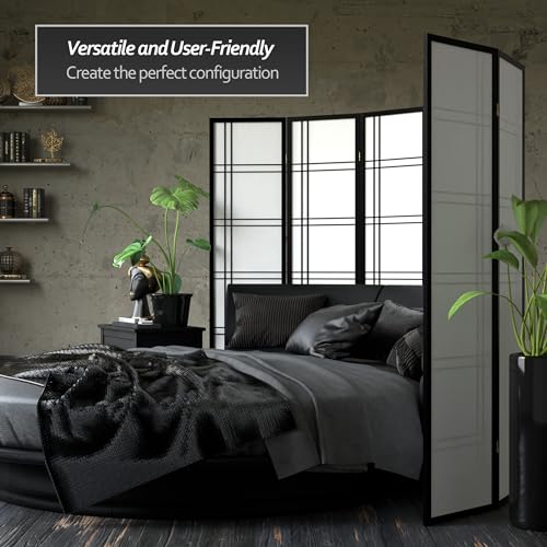 Red Lantern 6 ft. Tall Double Cross Shoji Screen - Black - 3 Panels - color: Black, size: 3 Panel