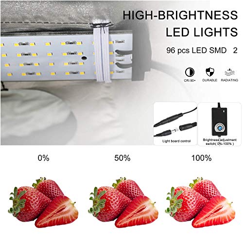 Photo Studio Light Box 24''x24'' with LED Lights, Collapsible Photography Photo Background Shooting Tents with 4 Photo Backdrops(Black, White, Blue,Green) 5500K US Plug - size: 24''×24''