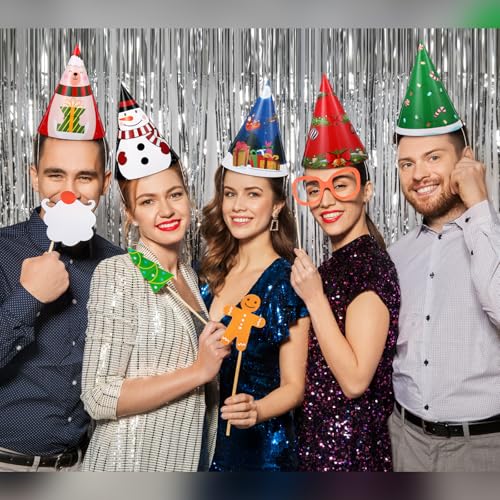 24 Pcs Christmas Party Hats Paper Xmas Tree Reindeer Santa Snowman Elf Cone Hat Christmas Photo Props Party Favors - style: Cute Style