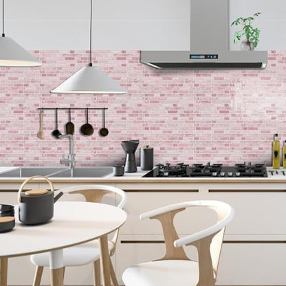 VICCI 12-Sheet Peel & Stick Tile Backsplash 12" x 12", Stick-On Wall Tiles for Kitchen, Bathroom & Laundry Room (Pink Marble Style) - color: Spt-106, size: 12 x 12 inch (Marble style)