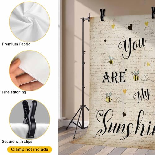 Sunflower Backdrop for Photography, You are My Sunshine Yellow Flower Bee Plant Retro Photo Backdrop Portrait Background Party Banner Photo Backgrounds for Studio Booth Props, 10x8ft - color: Brown, size: 10x8FT
