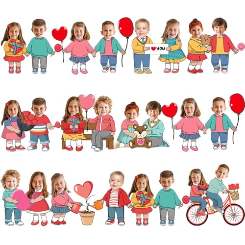 60pcs Valentine's Day Theme DIY Cutouts Couple Bulletin Board Decoration Set Couple Paper Cut-Outs Classroom Decor for Valentines Classroom DIY Photo Craft Party School Wall Door Supplies - style: Valentine's Day Couple