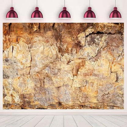 7x5ft Natural Rock Cave Portrait Photo Backdrop Rustic Stone Texture Theme Photography Background Nature Outdoor Exploration Themed Events Party Banner Decoration Polyester - size: 7x5FT