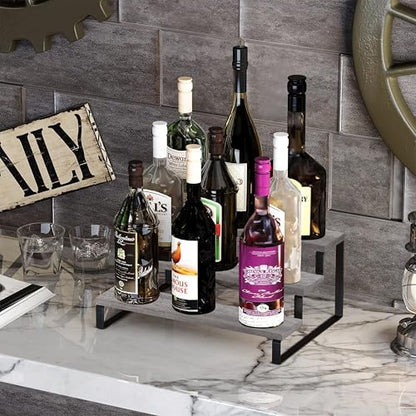YINMIT Wooden Display Riser Stand, Tiered Perfume and Cologne Organizer Stand, 3 Tier Spice Rack Organizer, Rustic Display Shelf for Candles (3 Tier,Grey) - color: 3 Tier,Grey
