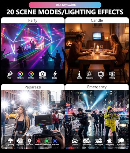 Portable RGB LED Video Light, 140LEDs Camera Light with CRI95+, 2500K-9000K CCT, 0-100% Dimmable Brightness, Adjustable Saturation, 3100mAh Rechargeable for Vlogging, Photography, Video Conference - color: RGB with HSI