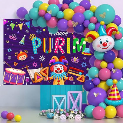 Mocsicka Happy Purim Banner Backdrop Jewish Carnival Purim Party Background Decorations Outdoor Indoor Photo Booth Props 70.8 x 43.3 Inch 70.8 x 43.3 Inch
