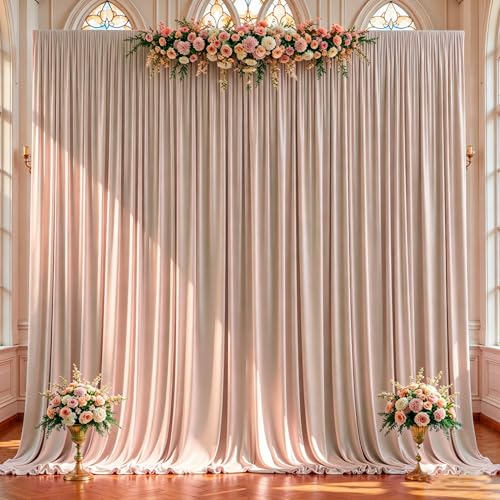 2 Panles Nude Backdrop Curtains - Wrinkle Free Fabric Backdrop Curtain for Photoshoot,10ft Wedding Party Photo Backdrop Drapes for Birthday Baby Shower Photography Stage Background Decorations - color: Nude, size: W4' x H10'(2 panels)