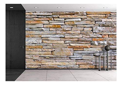 wall26 - Modern Pattern of Stone Wall Decorative Surfaces - Removable Wall Mural | Self-Adhesive Large Wallpaper - 66x96 inches - color: Artwork - 05, size: 66"x96"