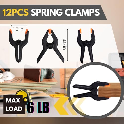 12 Pack 3.5 inch Plastic Spring Clamps, Black Heavy Duty Spring Clips Clamps for Balloon Arch, Crafts, Backdrop Stand, Woodworking, Photography Studios, Home Improvement - color: Black (3.5inch)