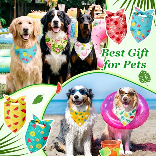 Abbylike 100 Pieces Summer Themed Dog Bandanas Bulk Hawaiian Dog Bandanas for Pets Triangle Kerchief Scarf Bibs Set for Summer Pets Dogs Party Costume Accessories, 25 Styles (31.5 x 21.7 x 21.7) - size: 31.5 X 21.7 X 21.7 Inch, style: Summer