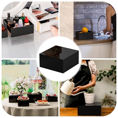 Acrylic Dessert Stand,Buffet Risers, Food Risers, Multi-Purpose Cake Stand for Parties, Weddings, Birthdays, Catering, Jewelry, and Collectibles Acrylic Cube Boxes Display(Black, 6"x7"x8") - color: Black, size: 6''x7''x8''