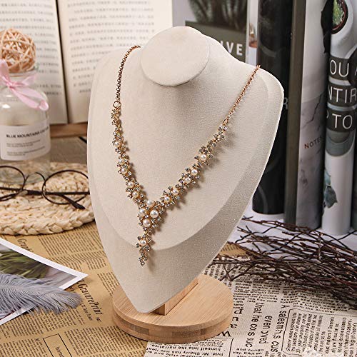 Coward Velvet Bust Necklace Display Stand For Show Bamboo Chain Jewelry Holder Organizer Model(beige velvet, 11.4") - color: Beige Velvet, size: 11.4" Hight