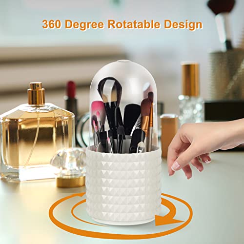 Makeup Brush Holder Organizer -360° Rotating Multi-Functional Pen Holder for Desk,Multi-Purpose Desktop Stationary Organizer,Storage Cup for Lipsticks, Comb, Beauty Tool in Vanity (White+B) - color: White+B