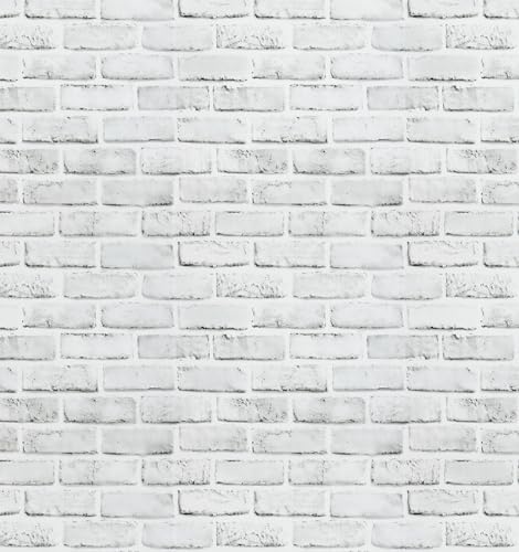 Timeet Brick Wallpaper Peel and Stick Wallpaper White Grey Brick Wallpaper Self Adhesive Removable Wall Paper for Bedroom Living Room Decoration 17.7in x 393.7in - color: White,Gray, size: 17.7" x 393.7"