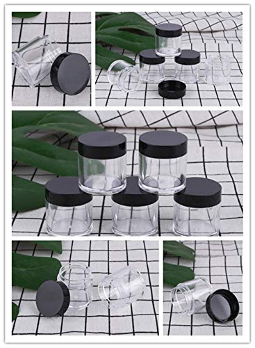 XICHEN (24 Pieces) 10G/10ML Clear Plastic Cosmetic Round Container Jars with BLACK Lids