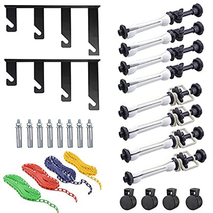 Photography Backdrop Wall Mount Roller System 4 Support Rollers, Manual Photo Background Ceiling Holder, Including 2 Four-fold Hooks, 8 Expand Bars, 4 Chains, for Home Studio Live Shooting - color: 4 Support Rollers
