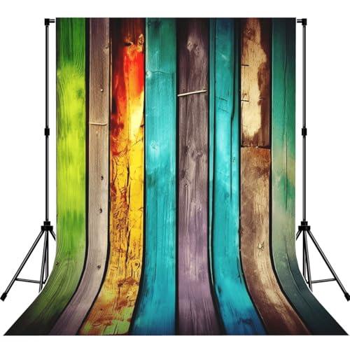 Colorful Wooden Boards Backdrop Background for Photography 5x7ft Photobooth Professional Photo Backdrop Curtains Video Photography Studio Photo Backgrounds Banner Booth Background Screen Parties - color: Colorful Wooden Boards